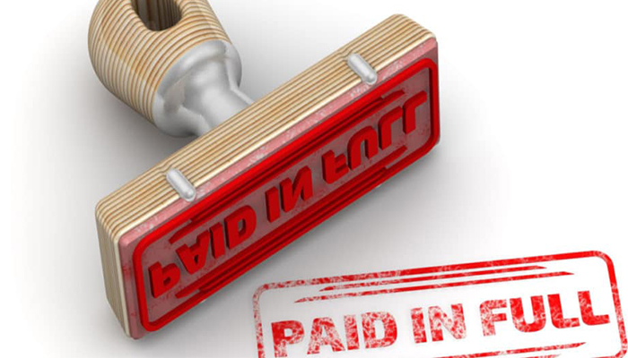 Stamp with “Paid in Full” text.